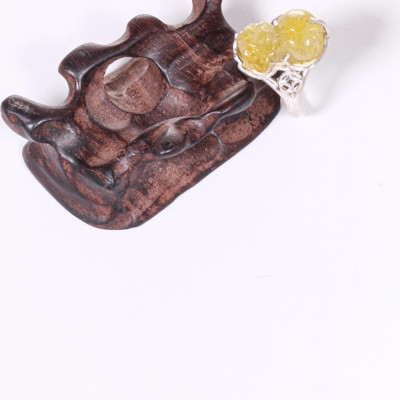 Nhẫn bạc tỳ hưu đá thạch anh tóc vàng ni 17 mệnh thủy, kim - Ngọc Quý gemstones