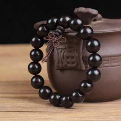 Set Vòng đeo tay Chuỗi Hạt Gỗ Mun Sừng, Kèm hộp đựng Gỗ lót lụa vàng.