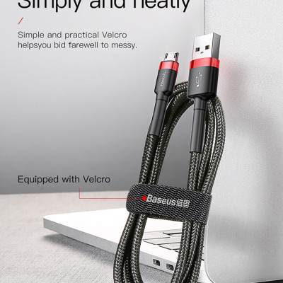 Cáp sạc  Baseus Cafule Micro USB 2.4A nhanh truyền dữ liệu tốc độ cao cho CAMKLF- Hàng chính hãng