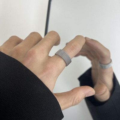 Nhẫn nam nữ xích lưới Elas thép không gỉ trangsucpt hiphop đường phố Unisex - Nhẫn Dring PTNNA30