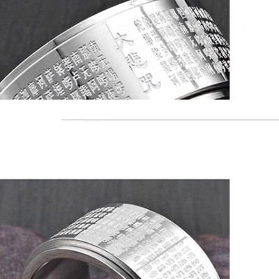 Nhẫn xoay thần chú bát nhã tâm kinh chữ ĐẠI TỪ BI N322 ( loại tốt màu bạc)