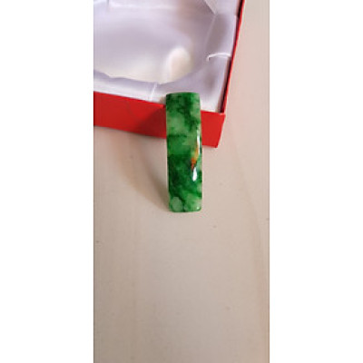 Mặt Lắc Tay miếng cong dài chữ nhật đá cẩm thạch tự nhiên xanh lý sơn thủy đậm vân bóng đẹp Size Dài 41mm x ngang 11mm x dầy 3mm Nữ lên lắc tay bằng vàng đeo sang đẹp món quà tặng Mẹ, người thân ý nghĩa ạ