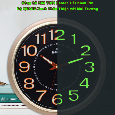Đồng Hồ Treo Tường Cao Cấp DẠ QUANG KIM TRÔI EASTAR - Số Nổi 3D Tròn Cổ Điển 31cm - Tặng Pin Maxell - BH 1 Năm