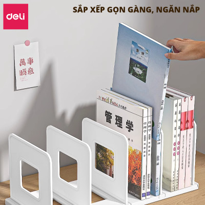Giá Đựng Sách Để Bàn Deli - Kệ Chia 4 Ngăn Văn Phòng Học Sinh Sinh Viên - Chặn Sách Nhiều Ngăn Giúp Sắp Xếp Tài Liệu