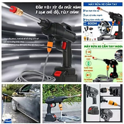 MÁY RỬA XE MÁY ÔTÔ TƯỚI CÂY PHUN THUÔC ÁP LỰC MẠNH BẰNG PIN KHỦNG 