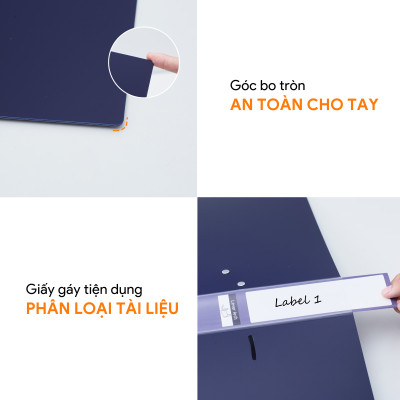 Bìa còng bật A4 5cm-7cm, File càng cua nhẫn chất liệu nhựa PP thương hiệu AO+, màu OFF (WB235/WB237)