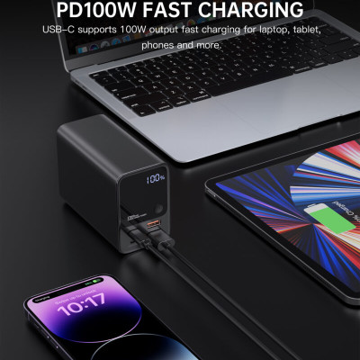 Pin dự phòng Choetech B635 công suất cao 222.5W  dung lượng 27000mAh sạc nhanh màn hình LED hiển thị (hàng chính hãng)