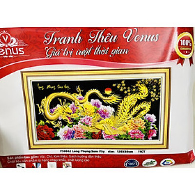 Tranh thêu kín Long phụng sum vầy vs8042, kích thước 120 x 60 cm