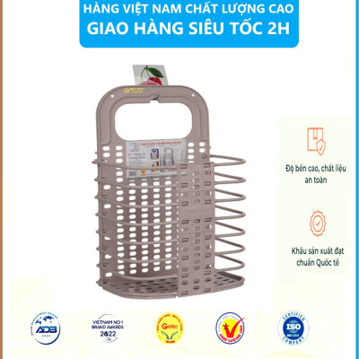 Giỏ Đựng Đồ Thông Minh Gấp Gọn Việt Nhật Tặng Kèm Móc Dính Treo - Hàng Việt Nam