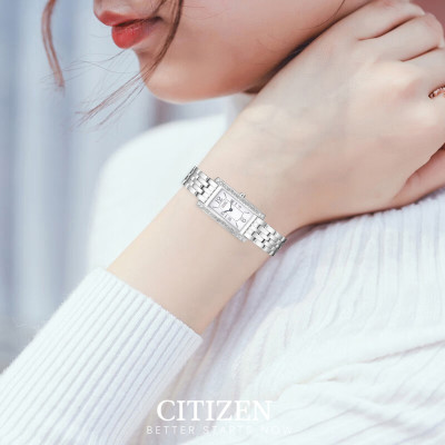 Đồng Hồ Nữ Citizen Đính Đá Swarovski Dây Thép Không Gỉ EG2025-75A - Mặt Trắng