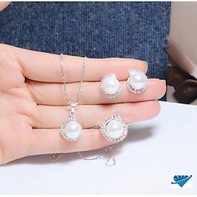 Bộ trang sức mặt trai chất liệu bạc s925 MS32a