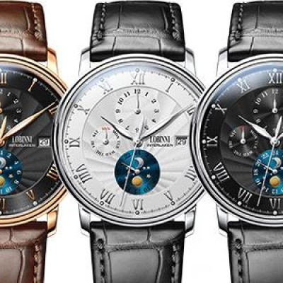 Đồng hồ nam chính hãng LOBINNI Ref.1023-5 (Phiên bản đặc biệt Limited) Kính sapphire nguyên khối ,chống xước,chống nước 50m,mặt đen vỏ trắng dây da đen ( nâu) xịn, thép không gỉ 316L,Đồng hồ cơ (Automatic),BH 24 tháng,thiết kế sun and moon sang trọng
