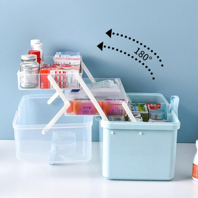 Hộp Thuốc Y Tế Gia Đình Hộp Thuốc 3 Tầng Mở 180 Độ Có Quai Xách Tiện Lợi Giao Màu Ngẫu Nhiên