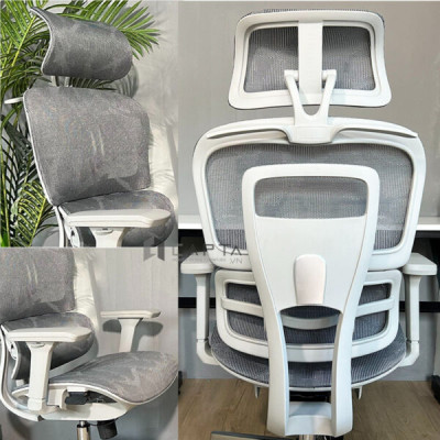 Ghế lưới Engonomic khung nhựa trắng ngả lưng thư giãn 125 độ CM4533-1M Nội thất Capta