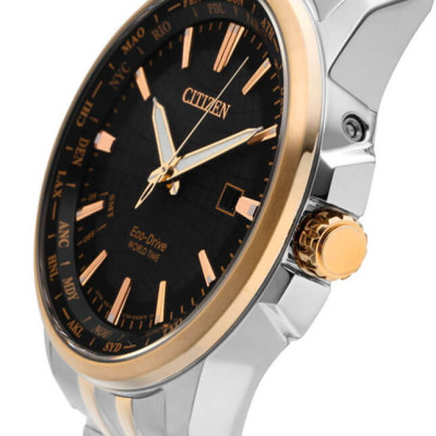 Đồng Hồ Nam Citizen World Time Eco-Drive BX1006-85E (41mm) - Dây Kim Loại - Kính Sapphire - Mặt Đen