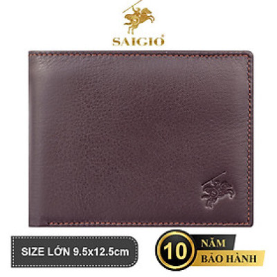 Ví Nam Da Bò NAPA Mềm Mại - Vân Tự Nhiên, Size Lớn, Thiết Kế Cổ Điển, Đơn Giản - Mỏng Nhẹ, Dáng Ngang - Gập 2, Ngăn Đựng Tiền Có Khóa Kéo, Nhiều Ngăn Để Giấy Tờ Tiện Dụng - Hàng Chính Hãng SAIGIO