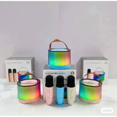 Loa Bluetooth Mini Karaoke Không Dây, Kèm 2 Mic, Âm Thanh Sống Động, Đèn LED 16 Màu - HÀNG CHÍNH HÃNG MINIIN