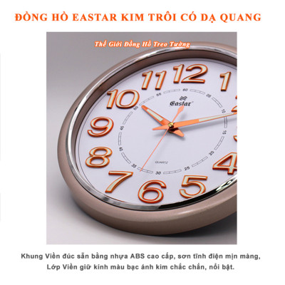 Đồng Hồ Cao Cấp KIM TRÔI EASTAR DẠ QUANG Tròn Cổ Điển - Máy Nhật Kim Trôi Êm ái, Không Gây Tiếng Động - Tặng Pin Maxell - BH 1 Năm