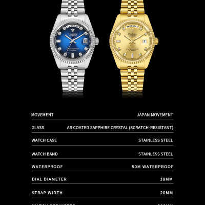 Đồng Hồ Nam Cadisen C8229M1 Chính Hãng Full Box Chống Nước Kính Chống Xước Dây Thép BH 2 Năm Máy Cơ