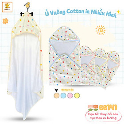 Khăn quấn em bé sơ sinh BABIBOO ủ vuông cho bé vải cotton lớp êm ái ( 80x80cm) BB141