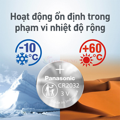 Vỉ Pin nút Panasonic 3V CR-2032VN/5B (1 viên/5 viên) - Hàng chính hãng