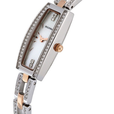 Đồng Hồ Nữ Bulova Đính Đá Swarovski Dây Thép Không Gỉ 98X110 - Mặt Xà Cừ