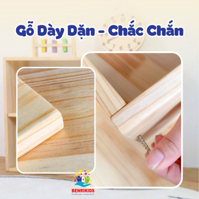 Kệ Tủ Sách Kệ Đựng Đồ Chơi Bậc Thang Montessori Bằng Gỗ Tự Nhiên Trang Trí Phòng Cho Bé, Nội Thất Mầm Non