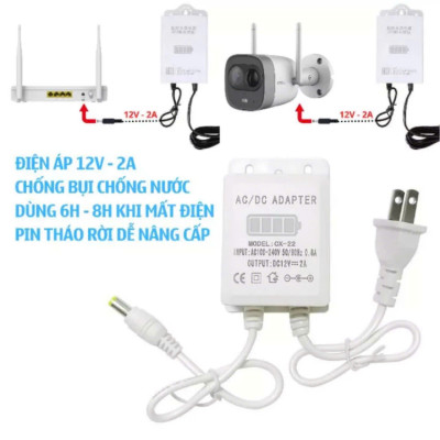 UPS Nguồn pin dự phòng 9v - 12v cho WiFi, camera an ninh, camera ngoài trời, thời gian sử dụng 6-8h sau khi cúp điện
