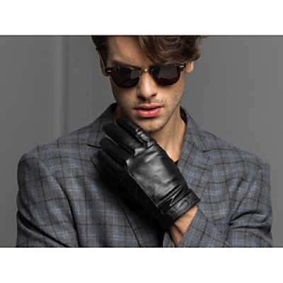 Găng tay nam da cừu BHY8617 Bao tay nam da thật, cản gió, chống ngấm nước, giữ ấm, thoải mái lái xe