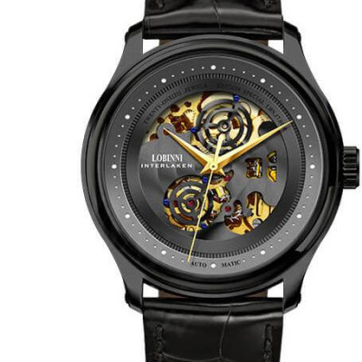 Đồng hồ nam chính hãng Lobinni L5025-1 Kính sapphire chống xước, Chống nước 50m, bảo hành 24 tháng, Máy cơ (Automatic), dây da đen xịn, máy lộ cơ