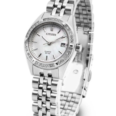 Đồng Hồ Nữ Citizen Pin-Quartz Đính Đá Swarovski Dây Thép Không Gỉ EU6060-55D - Mặt Xà Cừ (26mm)