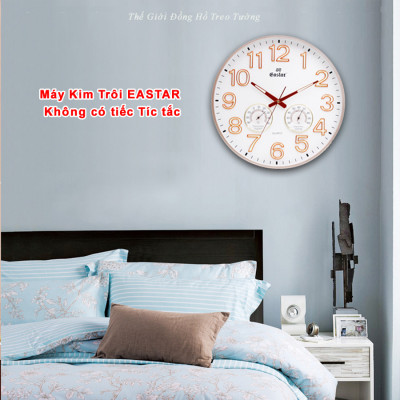 Đồng Hồ EASTAR Mặt Tròn có DẠ QUANG và Đồng hồ CƠ Đo NHIỆT ĐỘ & ĐỘ ẨM - Máy KIM TRÔI - Tặng Pin Maxell