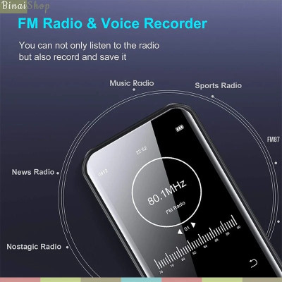 Ruizu D19 - Máy Nghe Nhạc Lossless Siêu Mỏng, Bluetooth 5.0, FM Radio, Thời Lượng Pin 50 Giờ, Bộ Nhớ Trong 16GB - Hàng Chính Hãng