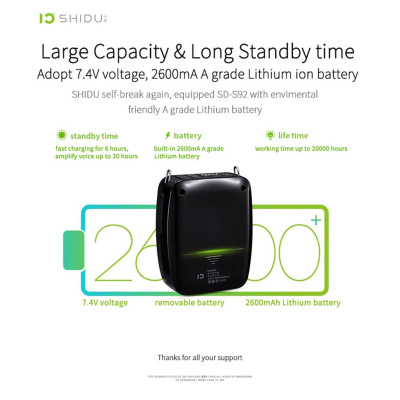 Máy Trợ Giảng Có Dây SHIDU SD-S92 Kèm Micro Cài Áo Cầm Tay SHUDU U66 - Hàng Chính Hãng