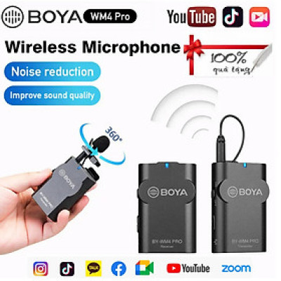 QUÀ TẶNG LÊN TỚI 359K - Micro không dây WM4 Pro K1 (thế hệ mới) sử dụng cho điện thoại, máy quay BY-WM4 PRO Wireless Lavalier Lapel Microphone for iPhone Android Smartphone DSLR Cameras Youtube Recording Streaming Vlog Hàng Chính Hãng