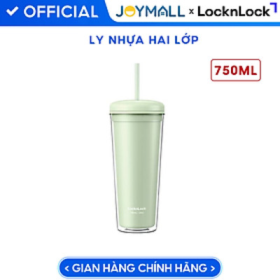 Ly Nhựa 2 Lớp LocknLock Kèm Ống Hút Macaron Double Wall 750ml HAP533, Hàng Chính Hãng - JoyMall