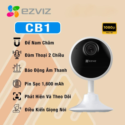 Camera WiFi EZVIZ CB1 Không Dây Pin Sạc 1600 mAh, Đàm Thoại 2 Chiều Trong Nhà - TRANGIATELECOM Hàng nhập khẩu