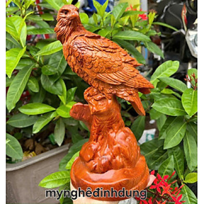 Tượng chim đại bàng phong thủy cầu tài lộc bằng gỗ hương đá cao 30x12cm