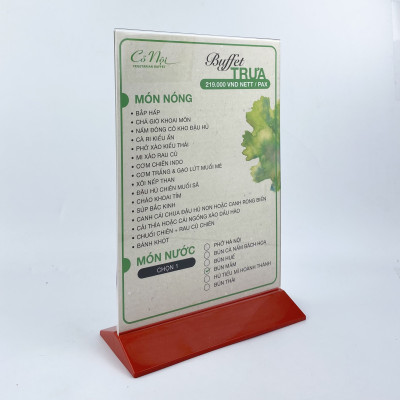 Kệ mica 2 mặt Enter E20 100x210mm đế màu, Kệ menu nhà hàng, Standee mica để bàn, Bảng quét mã QR Code