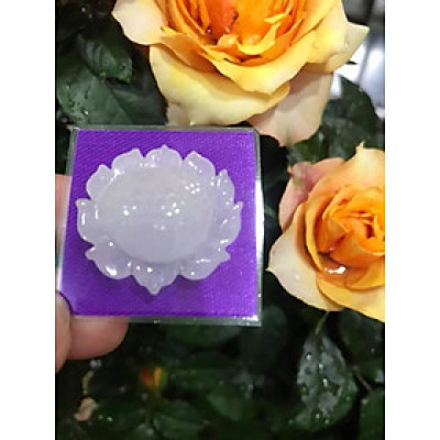 MẶT DÂY CHUYỀN BÔNG SEN TRẮNG TINH BÓNG ĐẸP 100% ĐÁ CẨM THẠCH TỰ NHIÊN NỮ MỆNH KIM THỦY 28MM