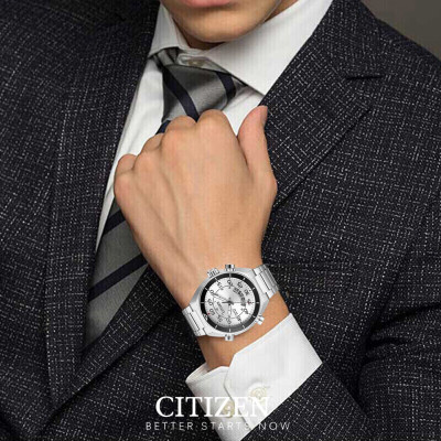 Đồng Hồ Nam Citizen Pin-Quartz Dây Thép Không Gỉ JM5470-58A - Mặt Trắng (44mm)