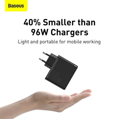 Bộ sạc siêu nhanh Baseus GaN2 Fast Charger 1C 100W (GaN2 Technology, QC5.0/QC4.0/PD3.0/ PPS Multi Quick Charge Protocol Support) - Hàng Chính Hãng 