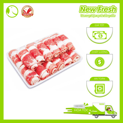 [GIAO NHANH HCM]  Ba Chỉ Bò Mỹ Cuộn Nhúng Lẩu - Khay 1Kg