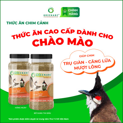 Cám Chim Chào Mào GREENABC – Giúp chim căng lửa, trụ giàn, 2 loại bổ sung và hàng ngày – Hộp 280g