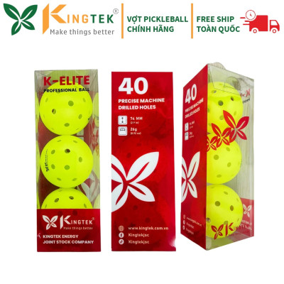 Bóng Pickleball tiêu chuẩn thi đấu Kingtek K-Elite, Hộp 03 bóng