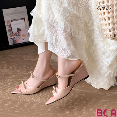[SANG TRỌNG]  Giày Sandal Nữ Đế Xuồng Mũi Nhọn Quai Mảnh Cao 7P RO729 ROSATA tại BCASHOP - Tôn Dáng