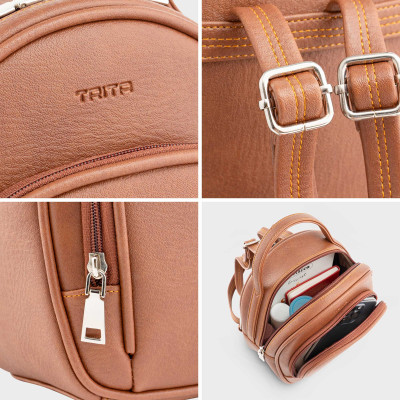 Balo Trita ( Thời trang nữ phối ngăn phong cách basic cỡ trung - Balo da RBA91 )