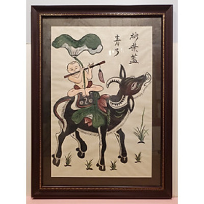 TRANH DÂN GIAN ĐÔNG HỒ - ĐÁM CƯỚI CHUỘT - VINH QUY BÁI TỔ-CHĂN TRÂU THỔI SÁO (KT 70*95CM)