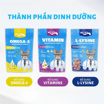 [Hỏa tốc] Pate Cho Mèo Mr.Vet Thức Ăn Ướt Bổ Sung Omega 3, Vitamin, L-Lysine Tăng Đề Kháng