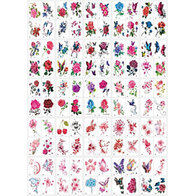 Set 100 tờ hình xăm dán tạm thời hoa hồng cá voi cá heo cô gái thời trang unisex Legaxi